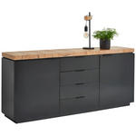 SIDEBOARD 180/80/40 cm  in Schwarz, Eiche Artisan  - Schwarz/Eiche Artisan, KONVENTIONELL, Holzwerkstoff/Metall (180/80/40cm) - Xora