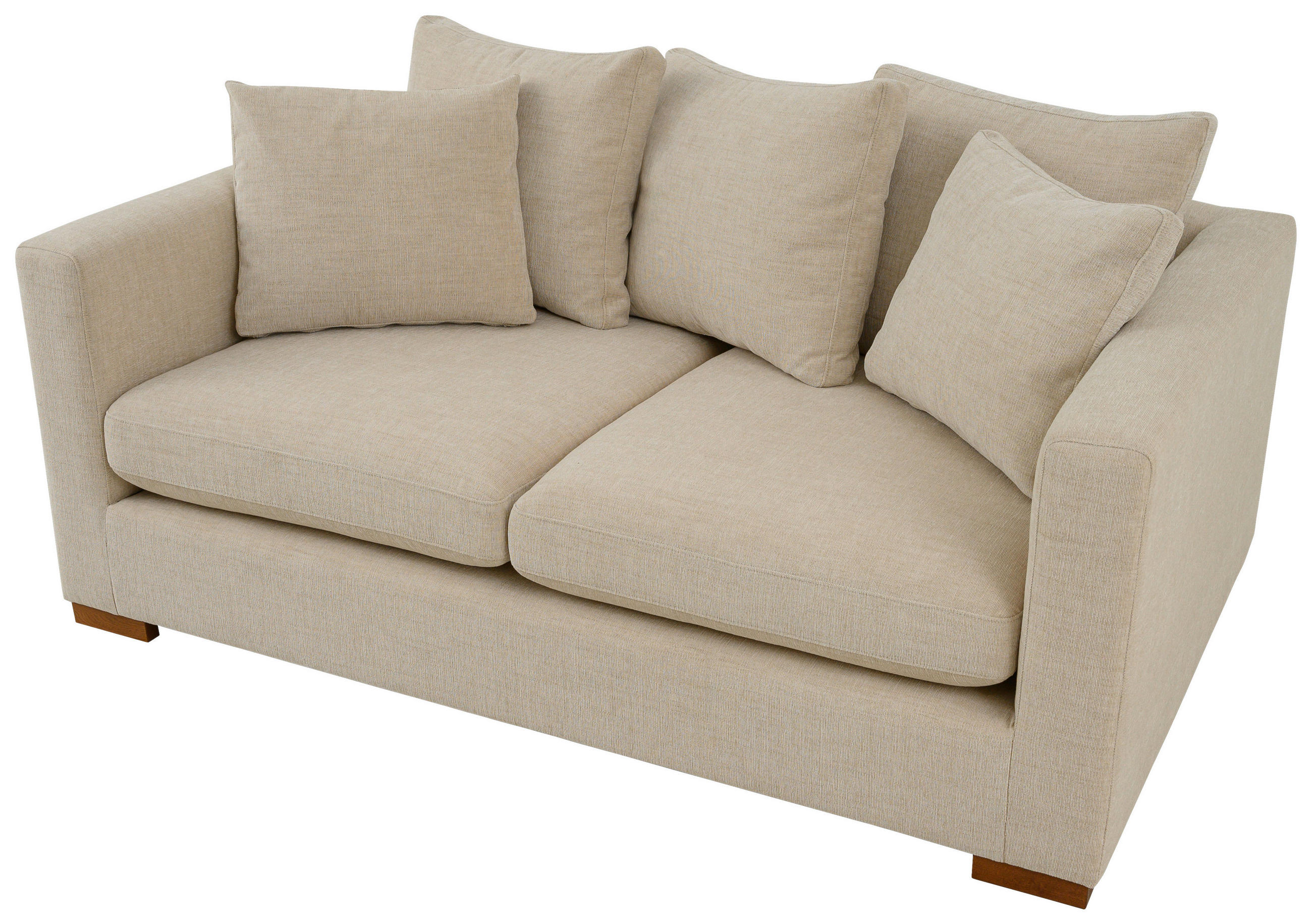 2-SITS SOFFA i flatväv beige  - beige/brun, Klassisk, metall/trä (175/80/113cm) - Carryhome