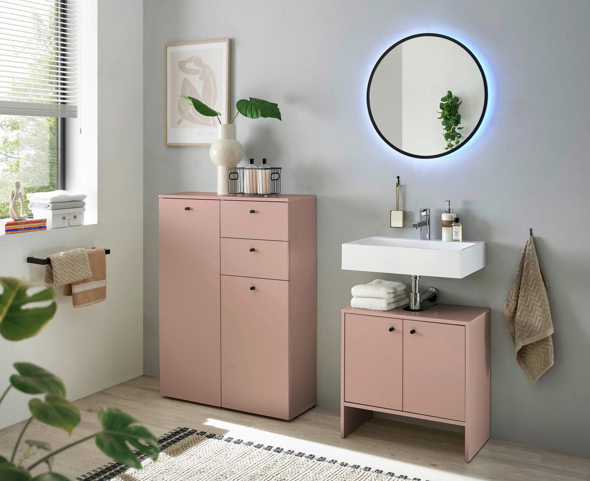 MIDISCHRANK 80/110/30 cm  - Schwarz/Rosa, MODERN, Holzwerkstoff/Kunststoff (80/110/30cm) - MID.YOU