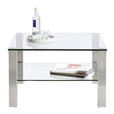 COUCHTISCH in Metall, Glas 75/75/43 cm - Klar/Silberfarben, Design, Glas/Metall (75/75/43cm) - Novel