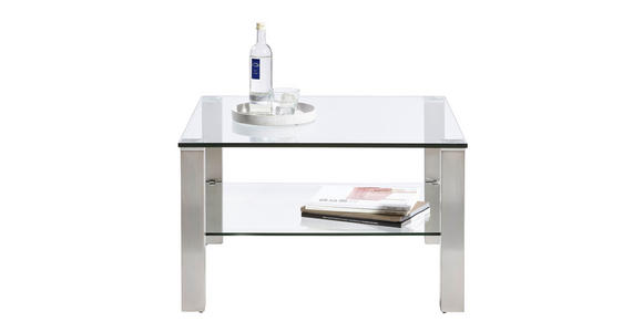 COUCHTISCH in Metall, Glas 75/75/43 cm - Klar/Silberfarben, Design, Glas/Metall (75/75/43cm) - Novel