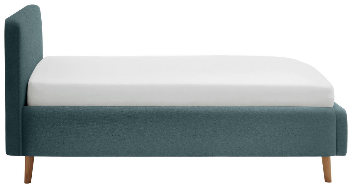 POLSTERBETT Lattenrost, Bettkasten 140/200 cm  in Blau  - Blau/Eichefarben, Design, Holz/Textil (140/200cm) - Xora