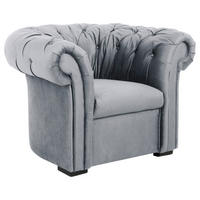 CHESTERFIELD-SESSEL Velours Grau  - Schwarz/Grau, Design, Holz/Textil (114/78/91cm) - MID.YOU