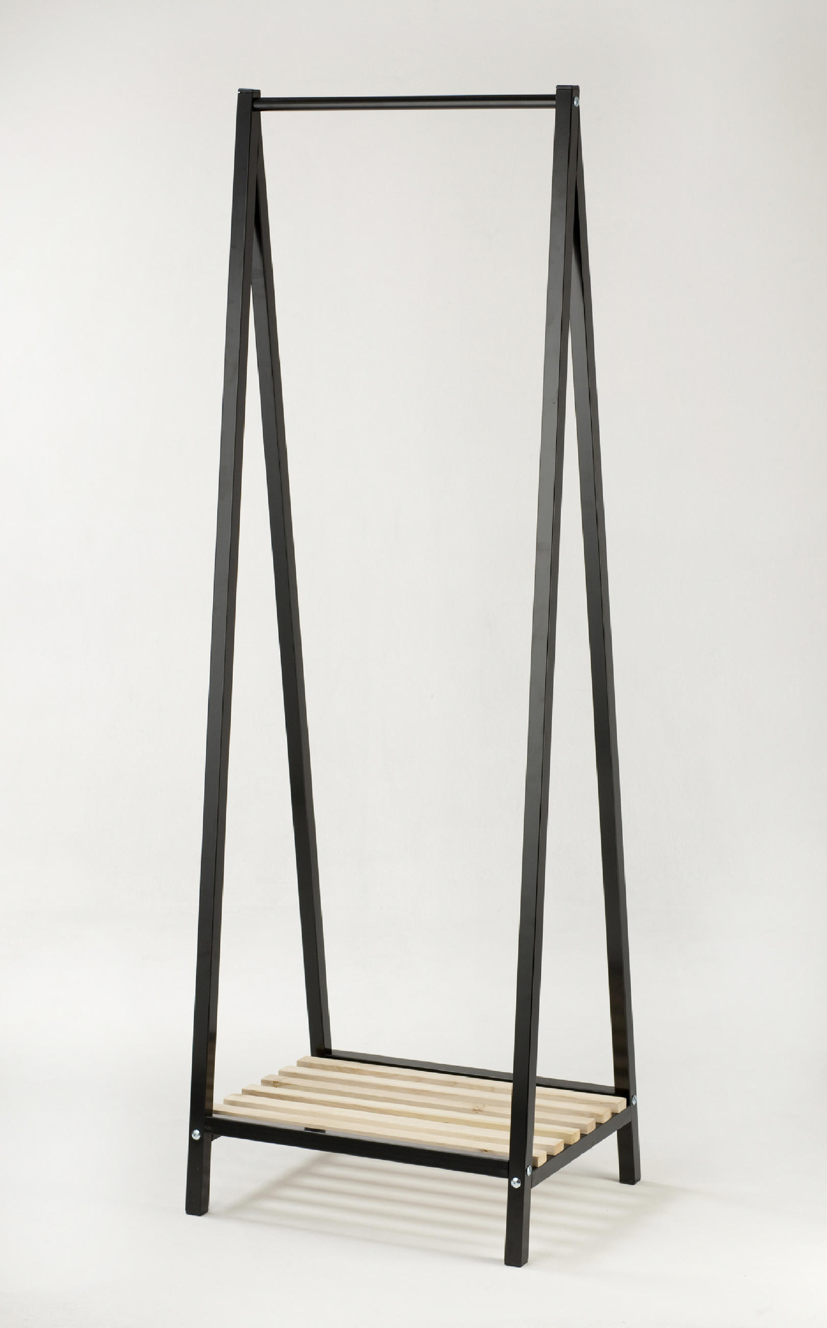GARDEROBENSTÄNDER in Schwarz, Kieferfarben 53/162/42 cm   - Schwarz/Kieferfarben, Design, Holz/Metall (53/162/42cm)