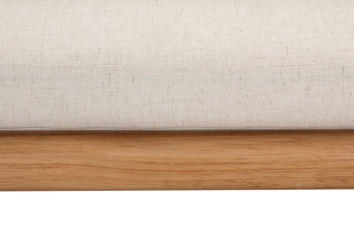 HOCKERBANK 119/51/39 cm Webstoff Naturfarben, Beige Kautschukholz massiv  - Beige/Naturfarben, Design, Holz/Textil (119/51/39cm) - MID.YOU