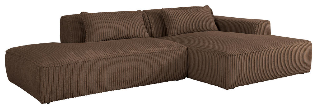 ECKSOFA Cord Braun  - Schwarz/Braun, Konventionell, Holzwerkstoff/Kunststoff (294/165cm) - Livetastic