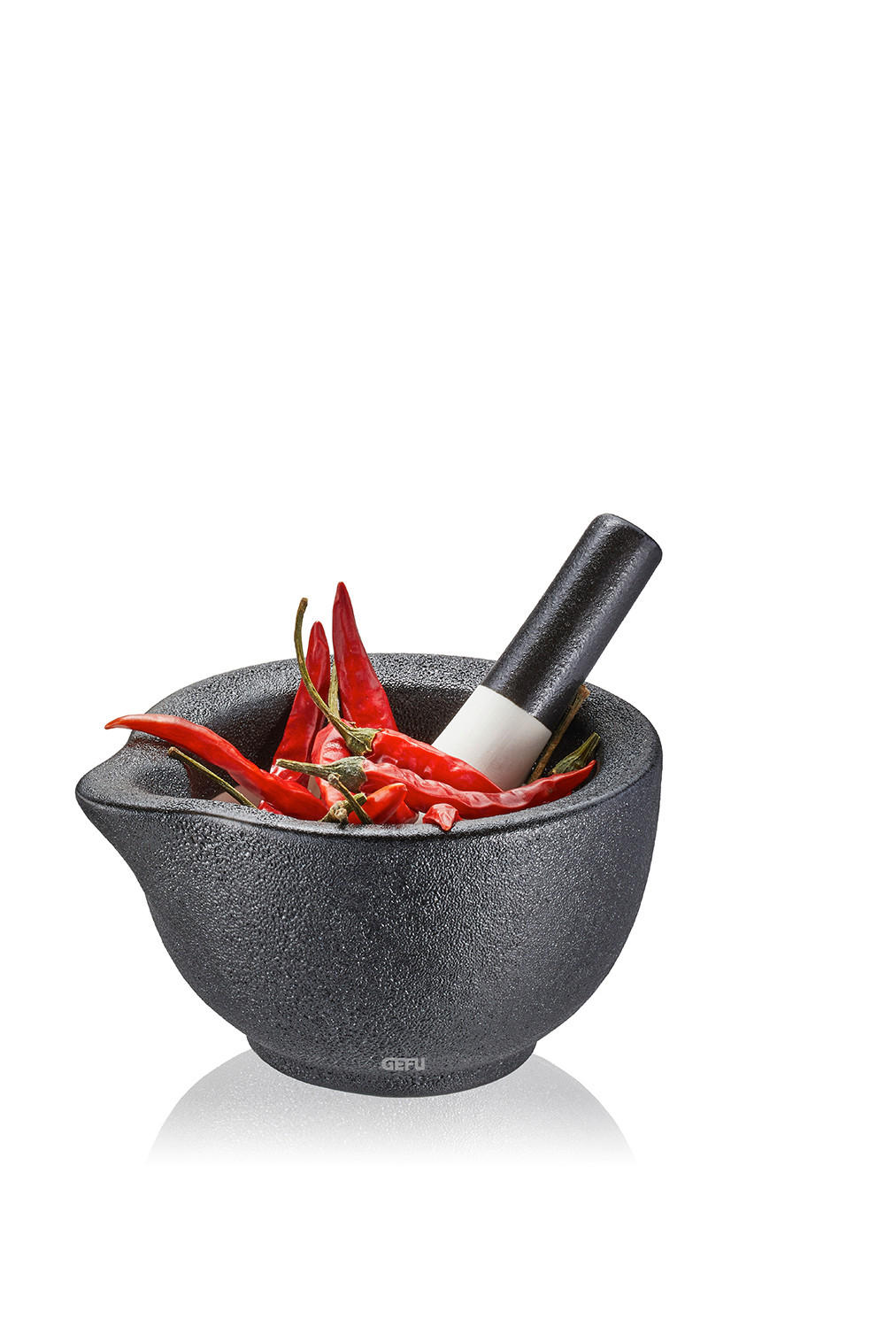 MORTELSET 10,2/6,2 cm   - vit/antracit, Klassisk, keramik (10,2/6,2cm) - Gefu