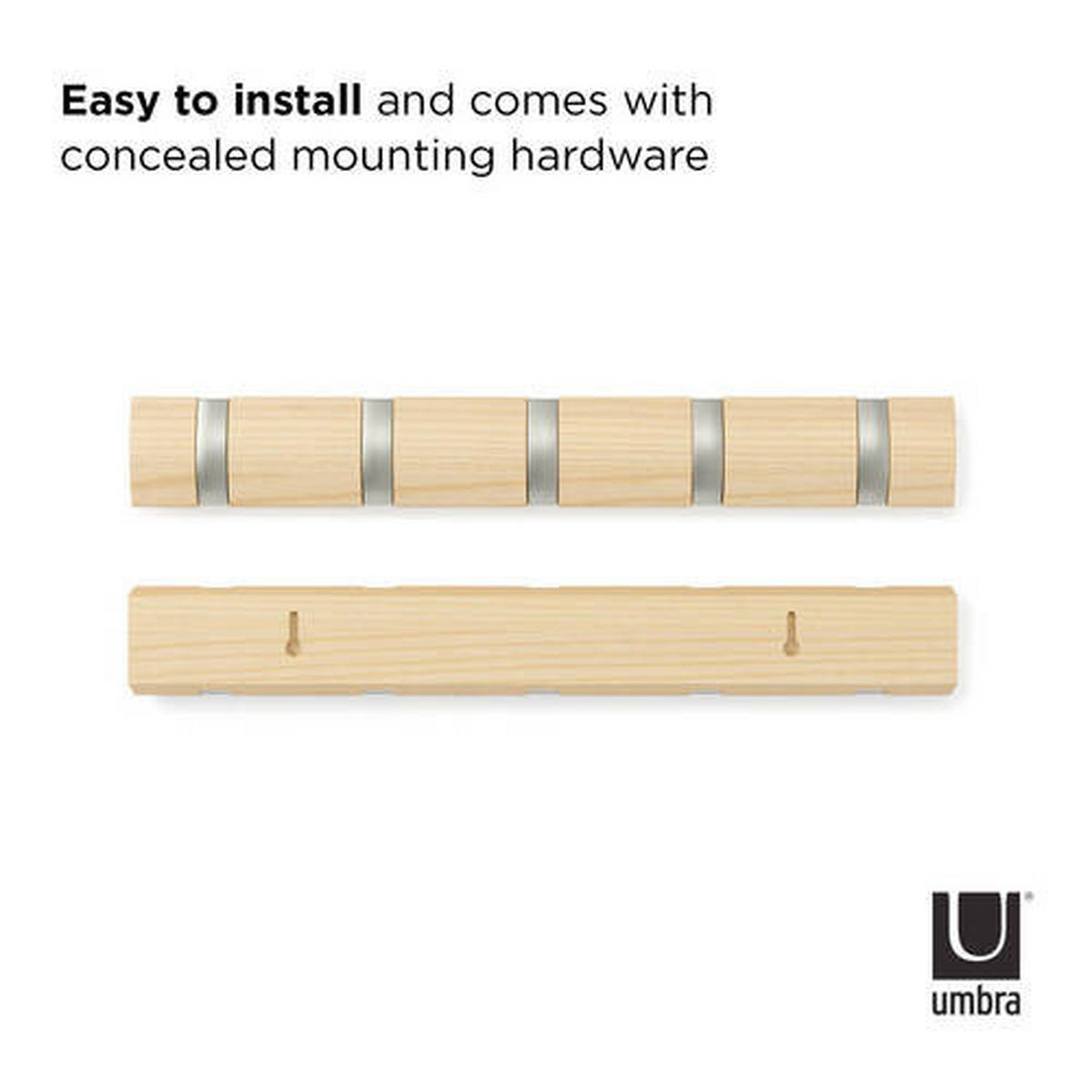 WANDGARDEROBE  in Esche Naturfarben, Nickelfarben  - Naturfarben/Nickelfarben, Basics, Holz/Metall (51/6/3cm) - Umbra