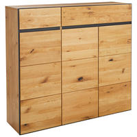 SCHUHSCHRANK 132,5/122,8/38 cm  - Eichefarben/Anthrazit, Natur, Holz/Metall (132,5/122,8/38cm) - Linea Natura