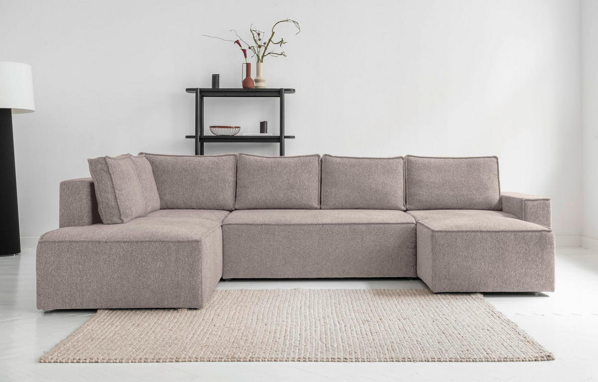 WOHNLANDSCHAFT in Grau, Weiss  - Weiss/Grau, Design, Kunststoff/Textil (194/322/156cm) - MID.YOU
