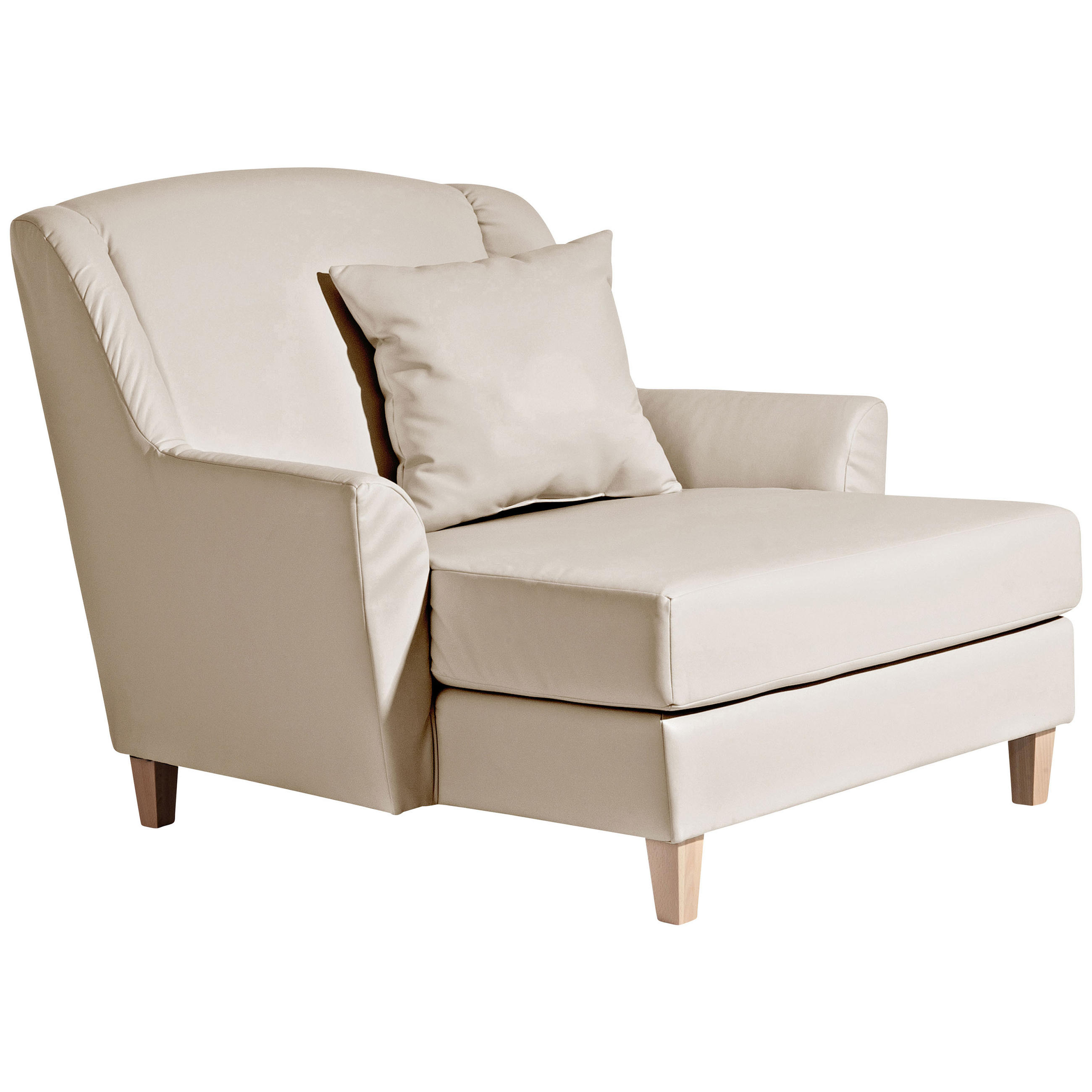 XXL-SESSEL in Lederlook Beige  - Beige/Naturfarben, Modern, Holz/Holzwerkstoff (136/107/142cm) - Max Winzer