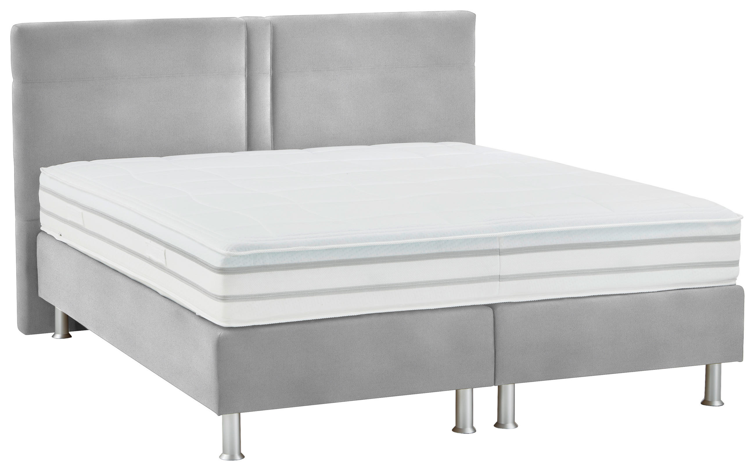 BOXSPRINGBETT 180/200 cm  in Hellgrau  - Hellgrau/Alufarben, Design, Kunststoff/Textil (180/200cm) - Beldomo - Sleep