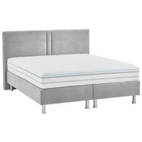 BOXSPRINGBETT 180/200 cm  in Hellgrau  - Hellgrau/Alufarben, Design, Kunststoff/Textil (180/200cm) - Beldomo - Sleep