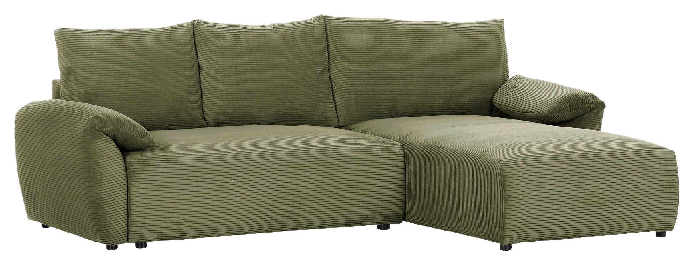 ECKSOFA Dunkelgrün Cord  - Dunkelgrün/Schwarz, KONVENTIONELL, Kunststoff/Textil (266/180cm) - Carryhome