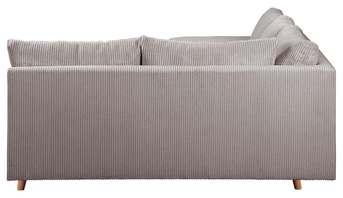 ECKSOFA inkl. Hocker Ariella Grau Cord  - Naturfarben/Grau, Design, Holz/Textil (231/161cm) - Livetastic