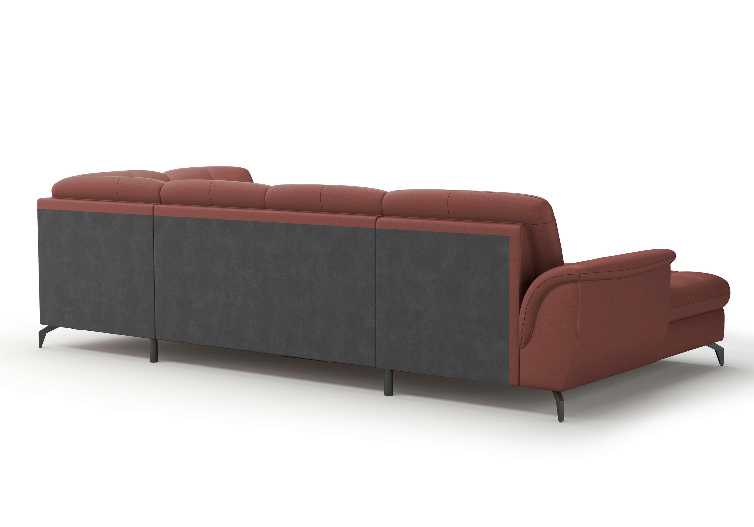 WOHNLANDSCHAFT in Vliesstoff Kombination Echtleder/Stoff Rotbraun  - Rotbraun/Schwarz, Modern, Leder/Textil (164/319/212cm) - Sit & More