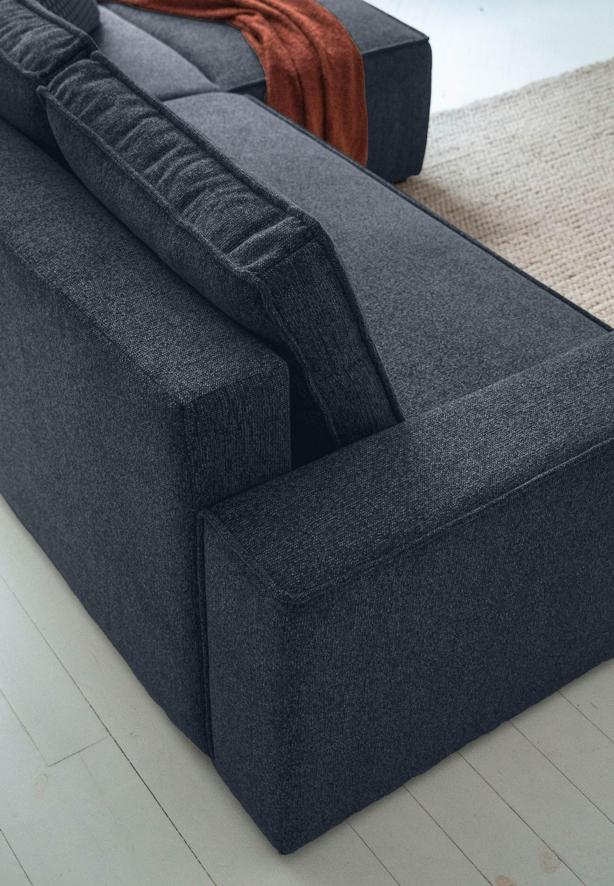 KUTNA GARNITURA tekstil  tamno plava   - bijela/siva, Design, tekstil/plastika (250/156cm) - MID.YOU
