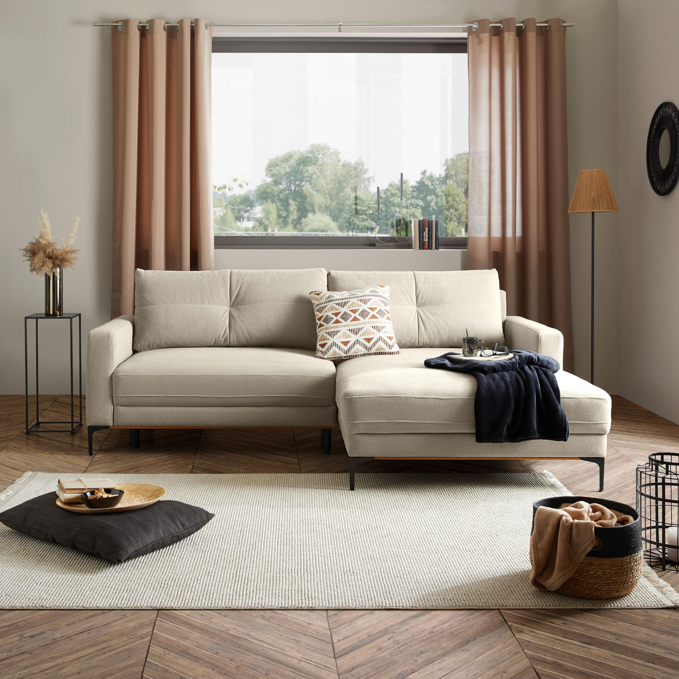 ECKSOFA Sahara  - Schwarz/Sahara, MODERN, Textil/Metall (238/162cm) - Ondega