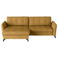 ECKSOFA in Flachgewebe, Leinenoptik Currygelb  170/242 cm  - Currygelb/Schwarz, Design, Textil/Metall (170/242cm) - Xora