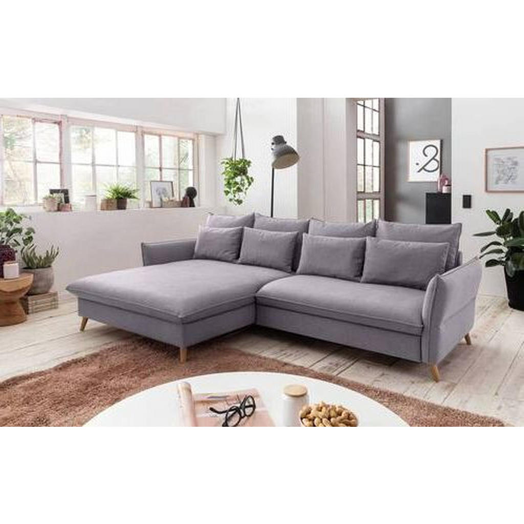 Thumbnail - Livetastic Eckschlafsofa, Hellgrau, Textil, Buche, vollmassiv, 4-Sitzer, Füllung: Schaumstoffflocken,Schaumstoffflocken,...