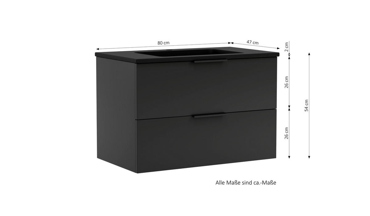 WASCHTISCHKOMBI  - Schwarz, Modern, Keramik/Holzwerkstoff (80/54/47cm) - Held