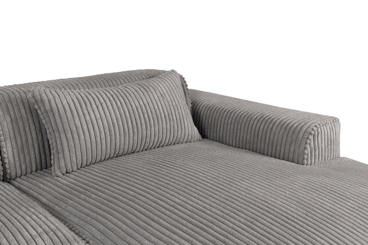 ECKSOFA BILLUND Grau Cord Nierenkissen  - Schwarz/Grau, KONVENTIONELL, Kunststoff/Textil (294/165cm) - Livetastic