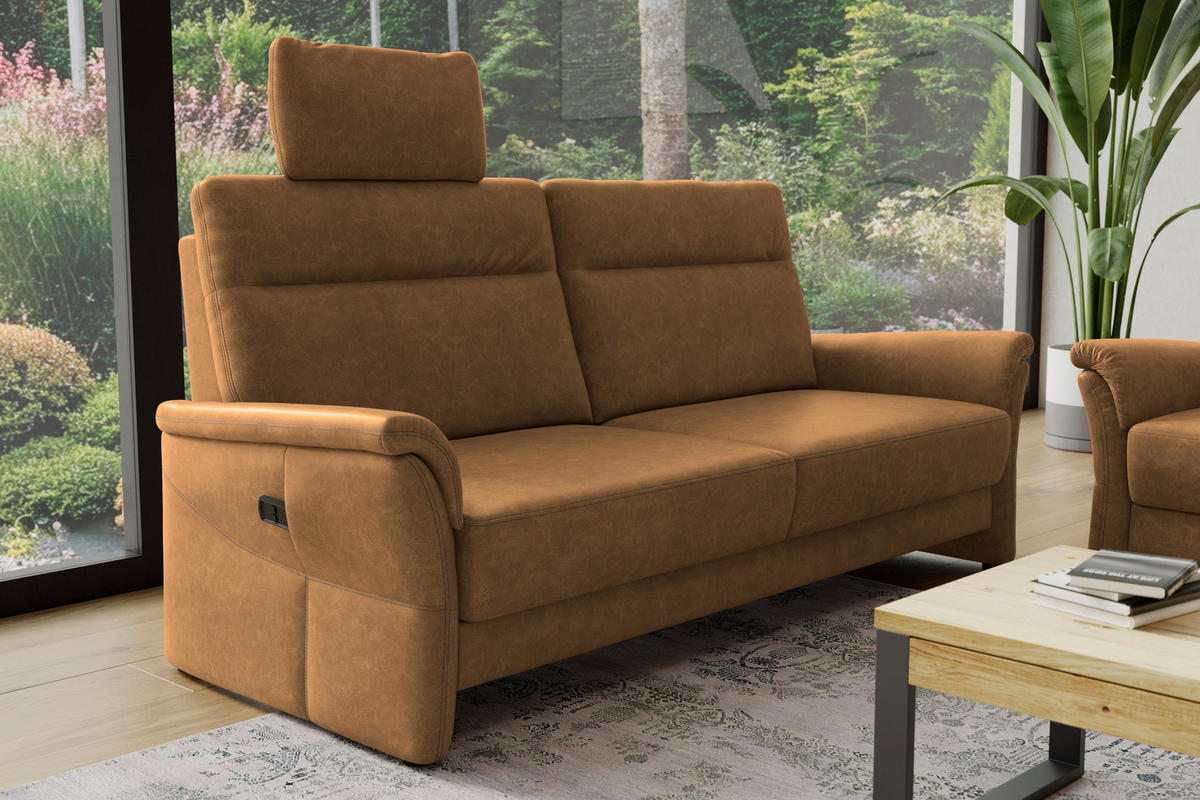 3,5-SITZER - Senfgelb/Schwarz, Konventionell, Kunststoff/Textil (205/98/91cm) - Elegando