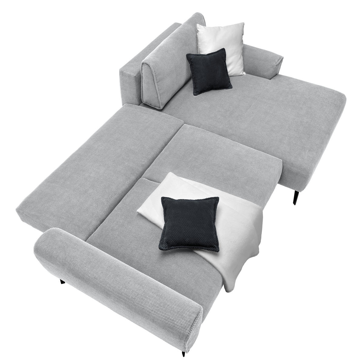 ECKSOFA in Webstoff Hellgrau  - Hellgrau/Schwarz, Design, Textil/Metall (272/170cm) - Welnova