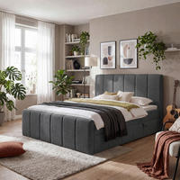 BOXBETT 180/200 cm,  in Anthrazit, gepolstertes Kopfteil, Bettkasten, Topper, Matratzen, H3 + H3 = fest  - Anthrazit/Schwarz, Basics, Kunststoff/Textil (180/200cm) - Chameo