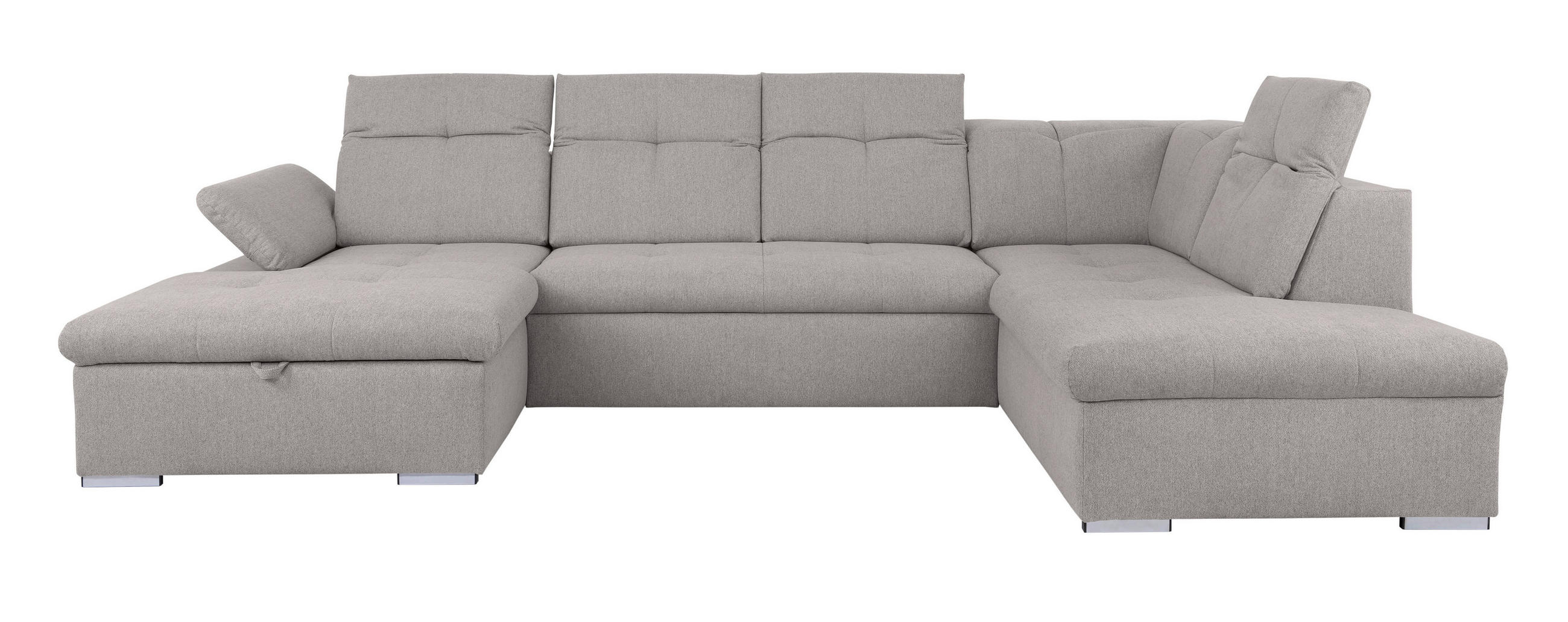 WOHNLANDSCHAFT Hellgrau  - Hellgrau/Grau, Design, Textil/Metall (173/328/215cm) - MID.YOU