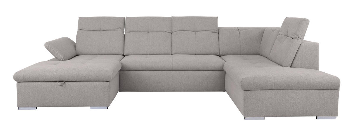 WOHNLANDSCHAFT Hellgrau  - Hellgrau/Grau, Design, Textil/Metall (173/328/215cm) - MID.YOU