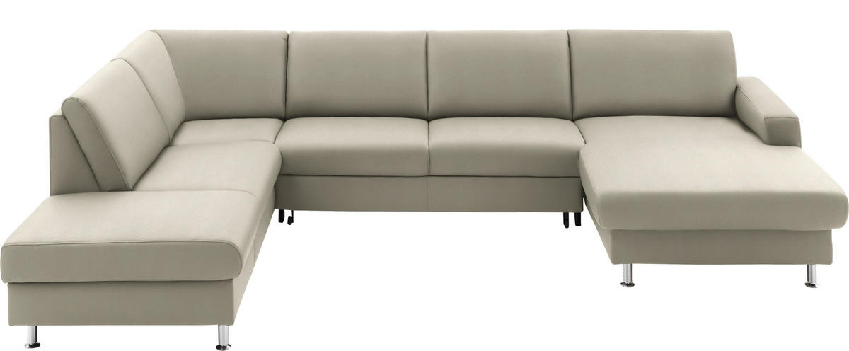 WOHNLANDSCHAFT in Echtleder Platinfarben  - Platinfarben/Alufarben, Design, Leder/Metall (233/339/165cm) - Beldomo Premium