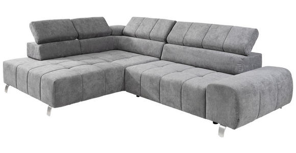 ECKSOFA Dunkelgrau Webstoff  - Dunkelgrau/Silberfarben, Design, Textil/Metall (201/295cm) - Hom`in