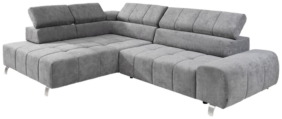 ECKSOFA Dunkelgrau Webstoff  - Dunkelgrau/Silberfarben, Design, Textil/Metall (201/295cm) - Hom`in