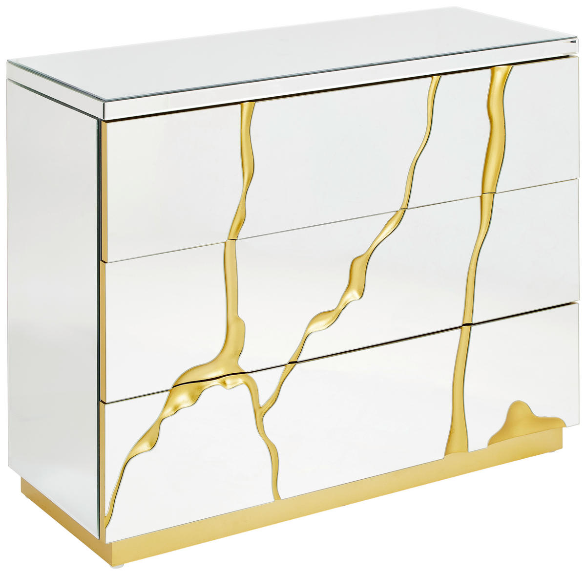 COMODĂ 100/80/40 cm  - argintiu/auriu, Trend, sticlă/material pe bază de lemn (100/80/40cm) - Xora