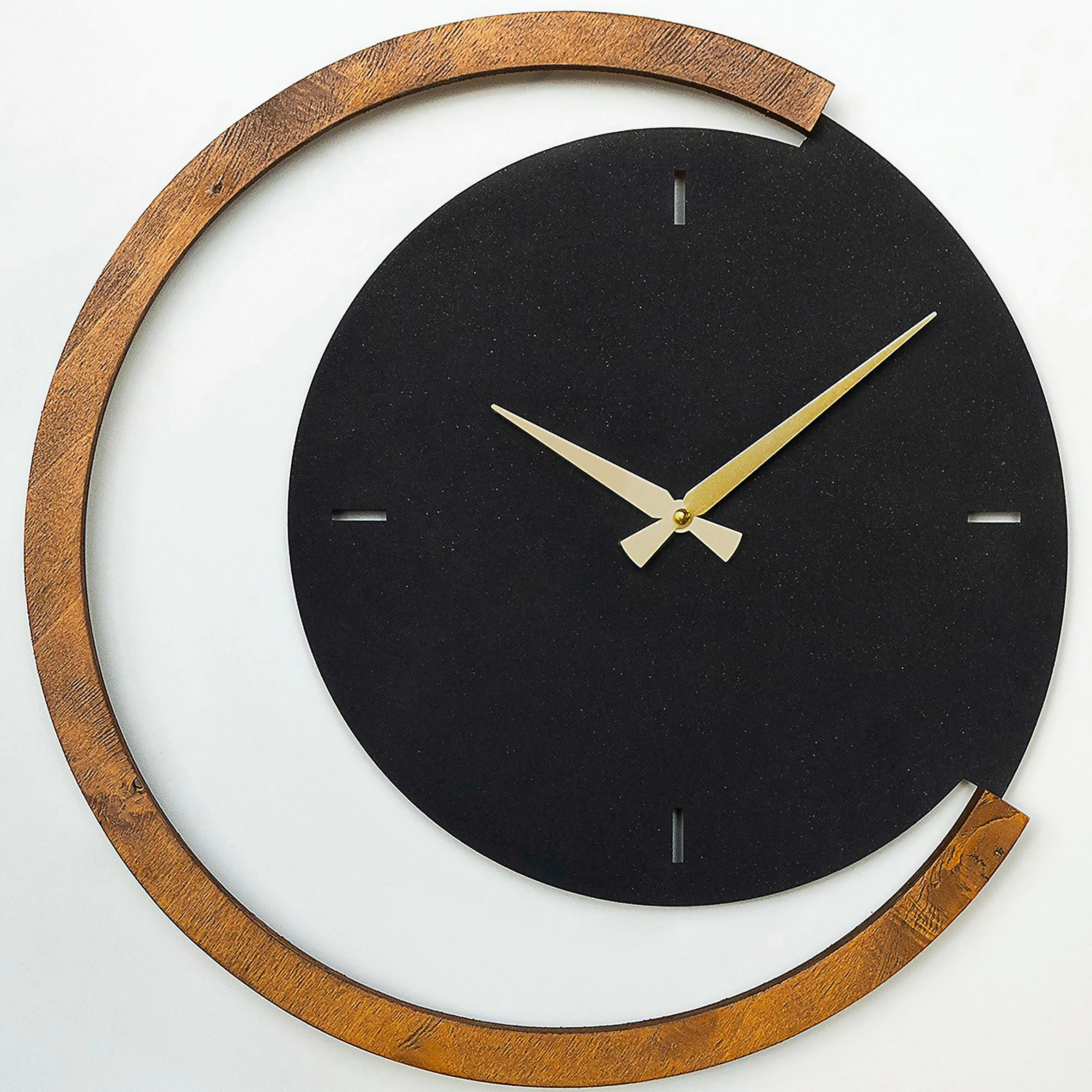 WANDUHR Schwarz, Walnussfarben 48/49/4 cm  - Walnussfarben/Schwarz, LIFESTYLE, Metall (48/49/4cm)