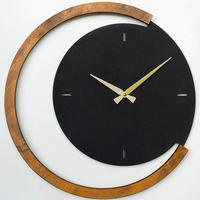 WANDUHR Schwarz, Walnussfarben 48/49/4 cm  - Walnussfarben/Schwarz, LIFESTYLE, Metall (48/49/4cm)