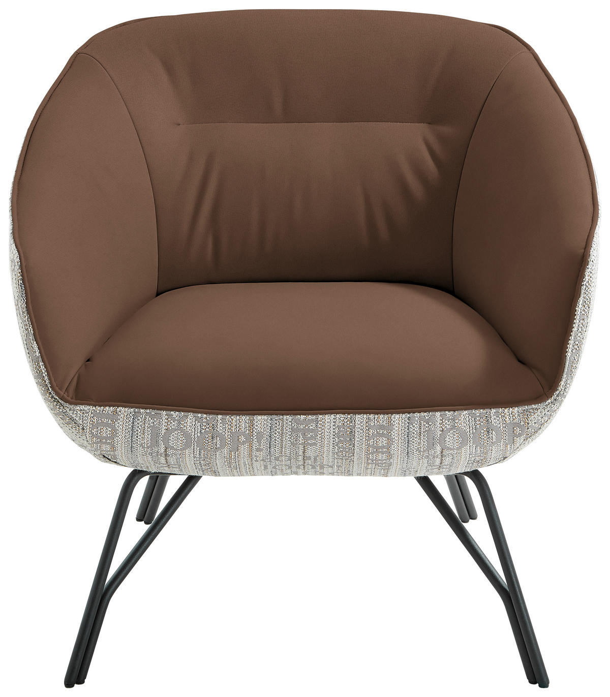 COCKTAILSESSEL in Struktur Echtleder Braun, Grau  - Anthrazit/Braun, Design, Leder/Textil (76/80/73cm) - Joop!