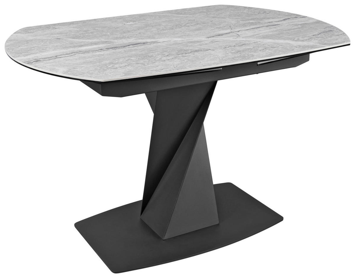 MATBORD grå, svart oval  utdragbar  - svart/grå, Design, metall/glas (120-178/90/76cm) - Novel