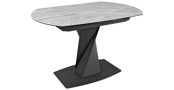 ESSTISCH in Metall, Glas, Keramik 120-178/90/76 cm  - Schwarz/Grau, Design, Glas/Keramik (120-178/90/76cm) - Novel