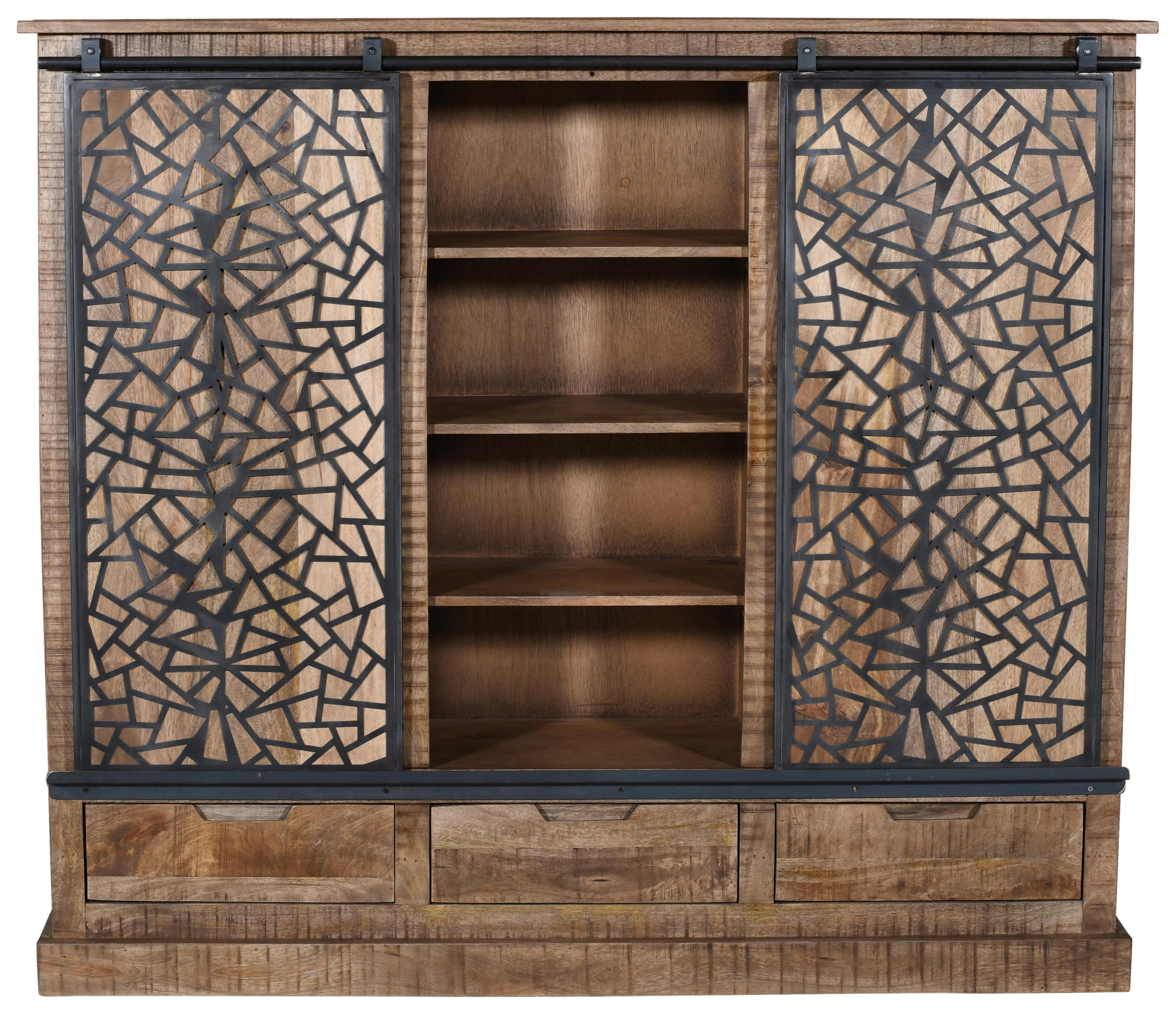 MID.YOU VYSOKÁ KOMODA, mangové dřevo, přírodní barvy, černá, 160/140/40 cm