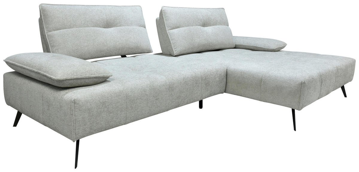 ECKSOFA Ottomane rechts  Greige Chenille  - Greige/Schwarz, Design, Textil/Metall (284/188cm) - Stylife