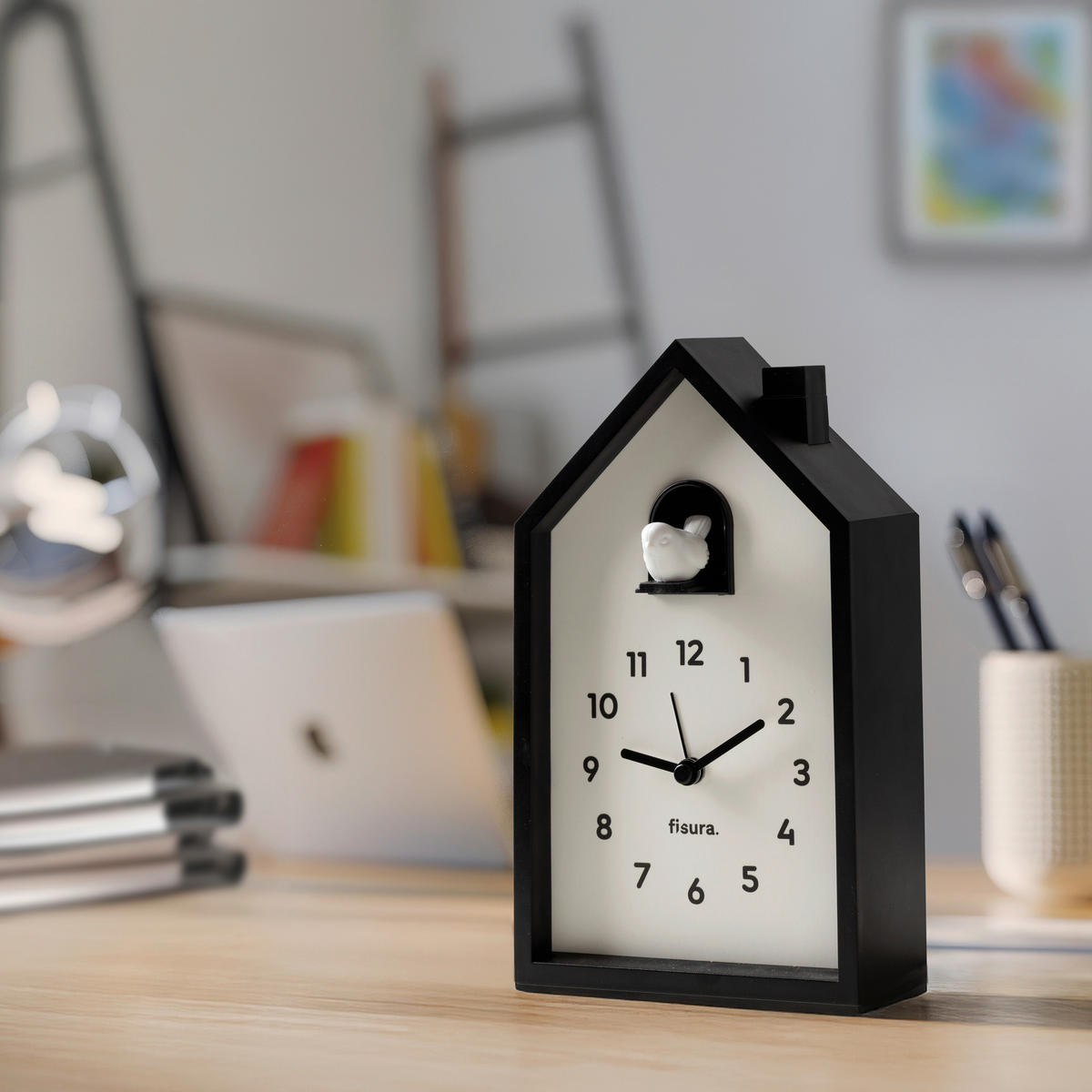 UHR Schwarz, Weiß  - Schwarz/Weiß, Design, Kunststoff/Metall (12/20,5/6cm)