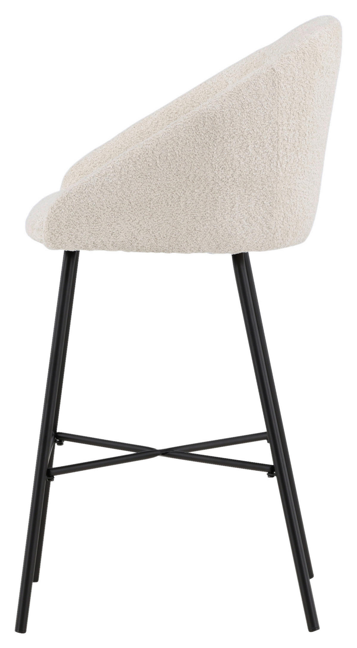 BARHOCKER-SET Teddystoff Schwarz, Weiß Stahl  - Schwarz/Weiß, Design, Textil/Metall (59/96/54cm) - Livetastic