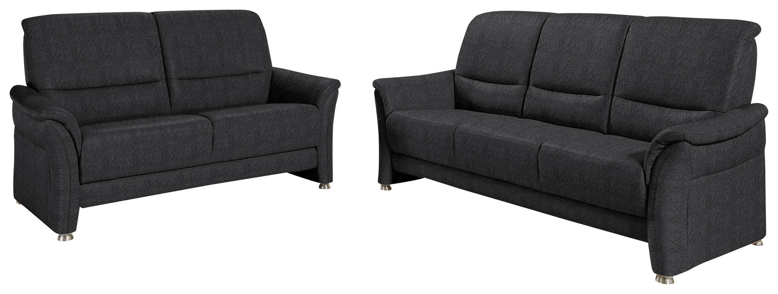 SITZGARNITUR Flachgewebe Schwarz  - Alufarben/Schwarz, Konventionell, Textil/Metall (198/172/96/93cm) - Beldomo Premium