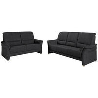 SITZGARNITUR Flachgewebe Schwarz  - Alufarben/Schwarz, Konventionell, Textil/Metall (198/172/96/93cm) - Beldomo Premium