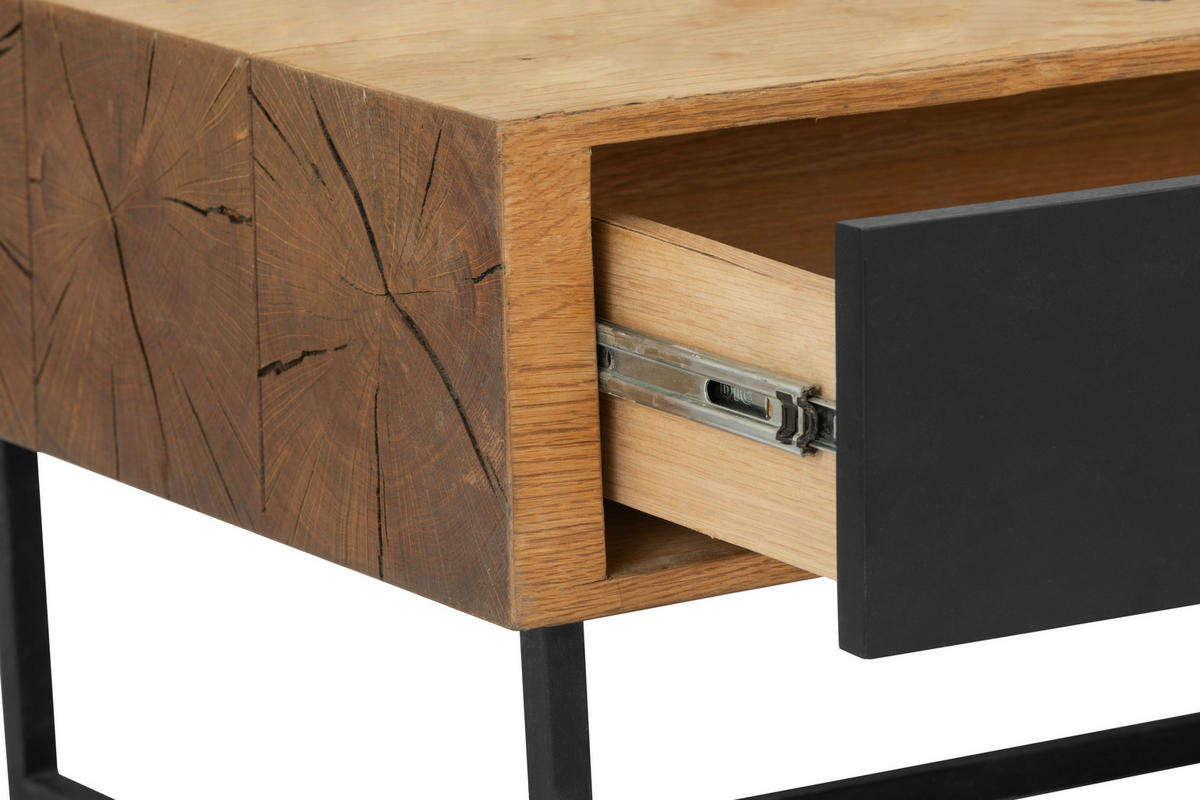 COUCHTISCH Eiche furniert 110/60/40 cm rechteckig Naturfarben, Schwarz  - Schwarz/Naturfarben, Design, Holz/Holzwerkstoff (110/60/40cm) - MID.YOU