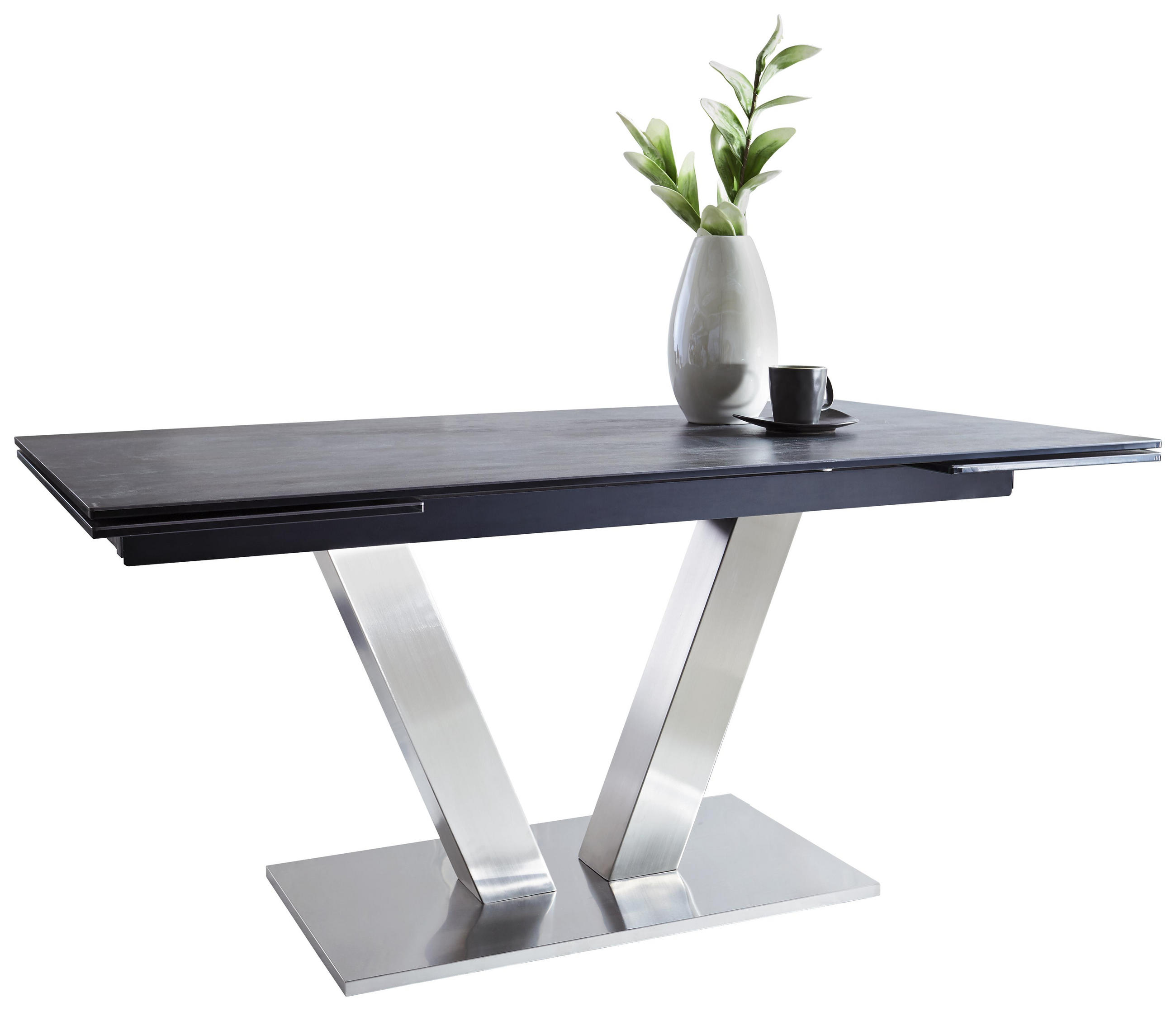 Esstisch in Metall, Glas, Keramik 160(240)/90/76 cm