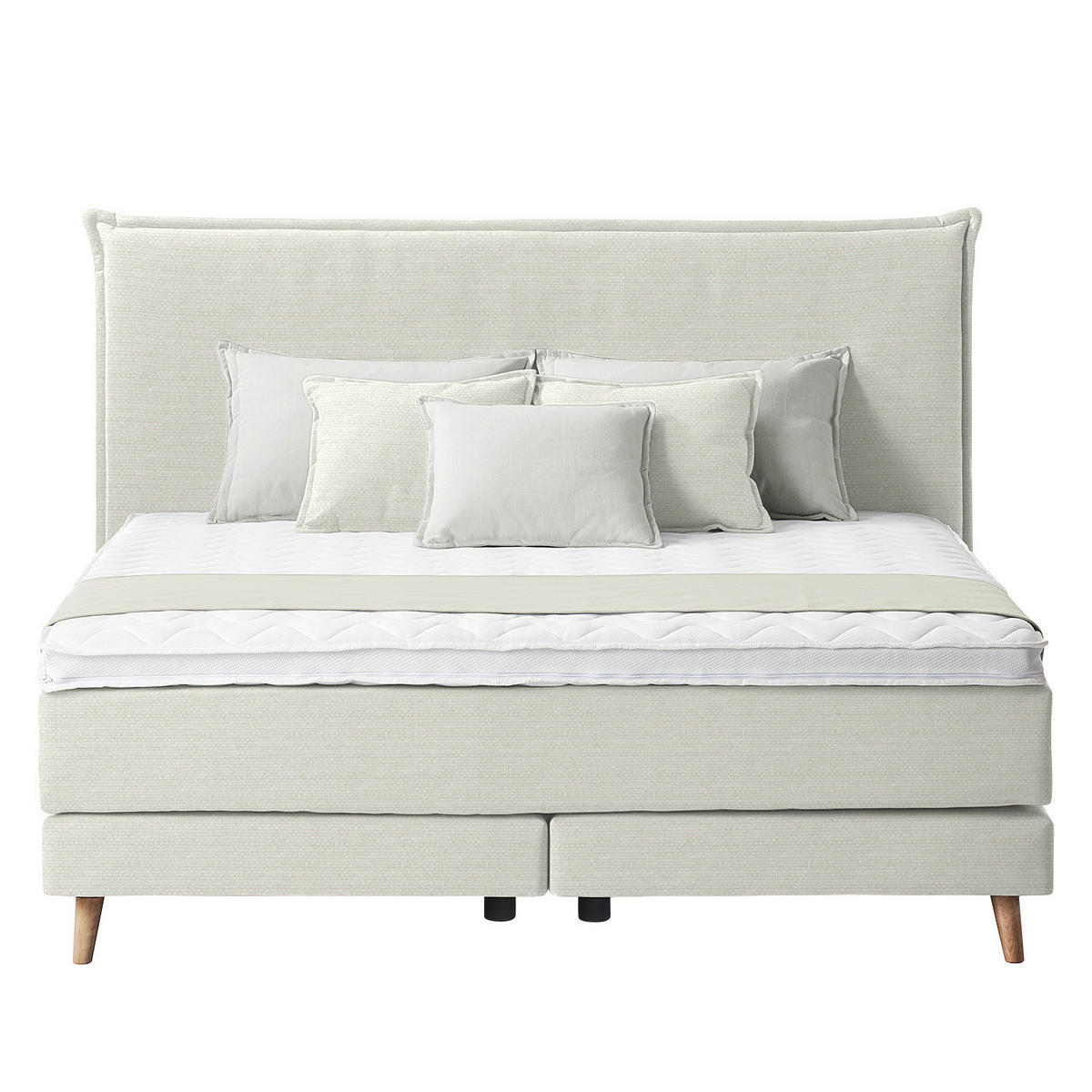 BOXSPRINGBETT 160/200 cm  in Creme  - Eichefarben/Creme, Design, Holzwerkstoff/Textil (160/200cm) - home24