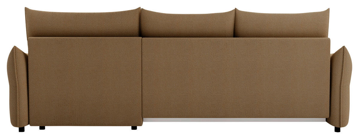 ECKSOFA Braun Webstoff Rückenkissen, Bettkasten, Schlaffunktion, Rücken echt, Liegefläche im Originalstoff  - Schwarz/Braun, KONVENTIONELL, Kunststoff/Textil (306/179cm) - Milino